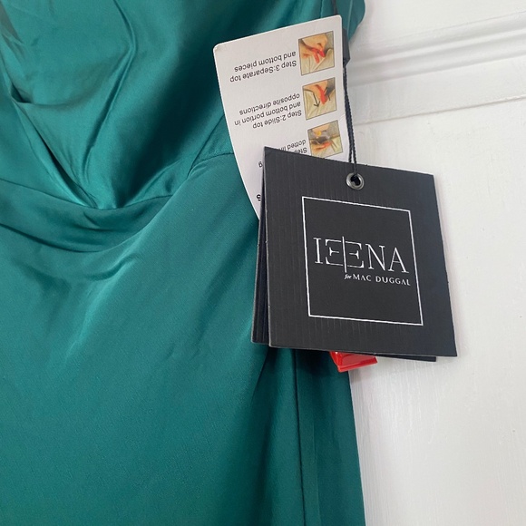 NWT Mac Duggal ONE SHOULDER DOUBLE STRAP SATIN GOWN Size 2 style 55385 - Picture 2 of 11